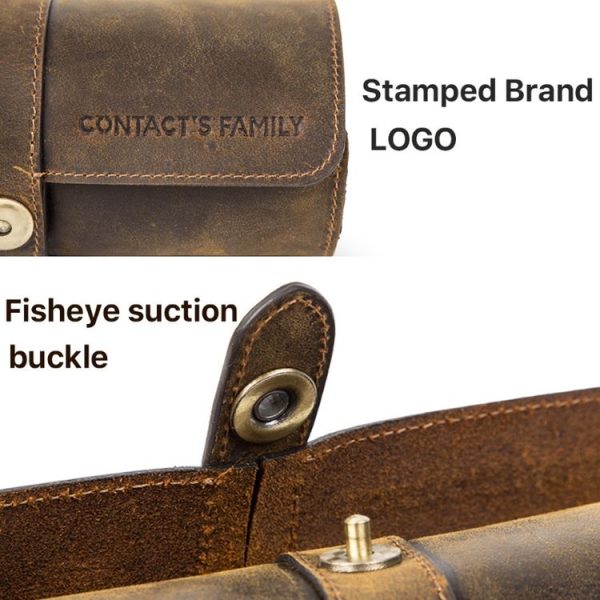 Contacts Family CF1117A 3 Watch Positions Leather Watch Box Round Buckle Outdoor Travel Watch Storage Box (Black) - Image 5