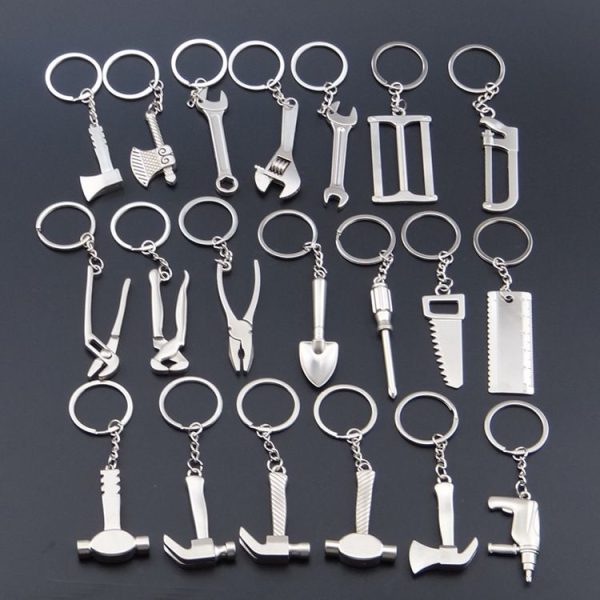 10 PCS Tool Metal Keychain Car Key Ring Pendant, Colour: H-390 Glossy Sheep Angle Hammer - Image 3