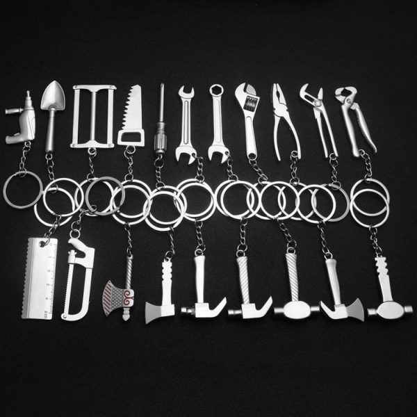 10 PCS Tool Metal Keychain Car Key Ring Pendant, Colour: H-390 Glossy Sheep Angle Hammer - Image 4