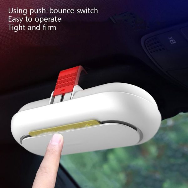 Car Glasses Case Multi-Function Automobile Inner Visor Storage Card (White) - Image 7