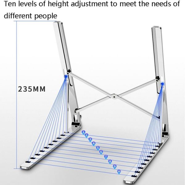 Oatsbasf V01 Portable Metal Laptop Cooling Bracket Aluminum Alloy Folding Adjustable Lifting Stand (Silver) - Image 3