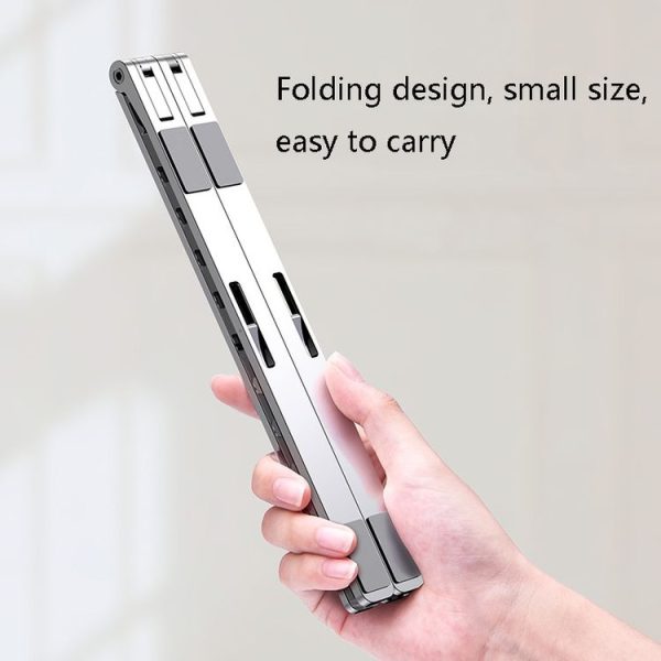 Oatsbasf V01 Portable Metal Laptop Cooling Bracket Aluminum Alloy Folding Adjustable Lifting Stand (Silver) - Image 4