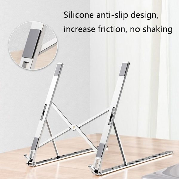 Oatsbasf V01 Portable Metal Laptop Cooling Bracket Aluminum Alloy Folding Adjustable Lifting Stand (Silver) - Image 5