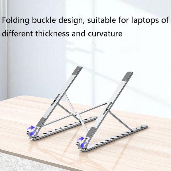 Oatsbasf V01 Portable Metal Laptop Cooling Bracket Aluminum Alloy Folding Adjustable Lifting Stand (Silver) - Image 6