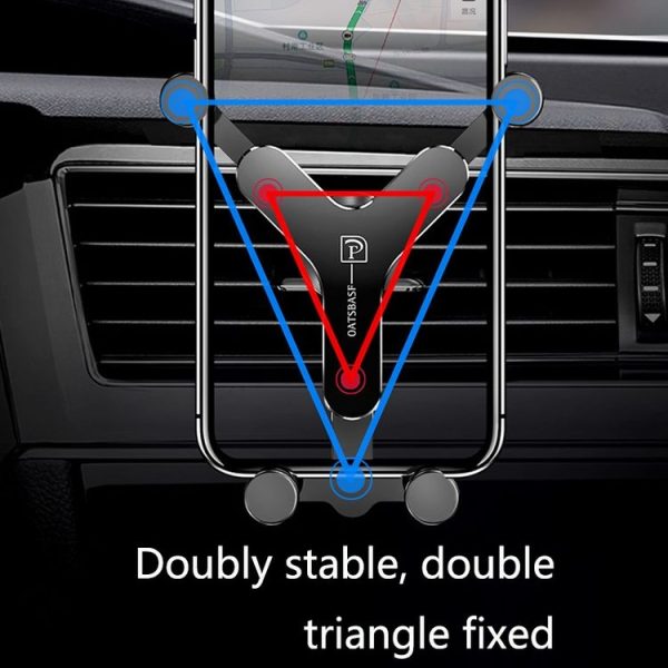 OATSBASF Car Air Outlet Gravity Mobile Phone Holder Snap-On Metal Bracket (Silver) - Image 6