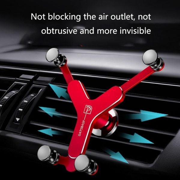 OATSBASF Car Air Outlet Gravity Mobile Phone Holder Snap-On Metal Bracket (Silver) - Image 7