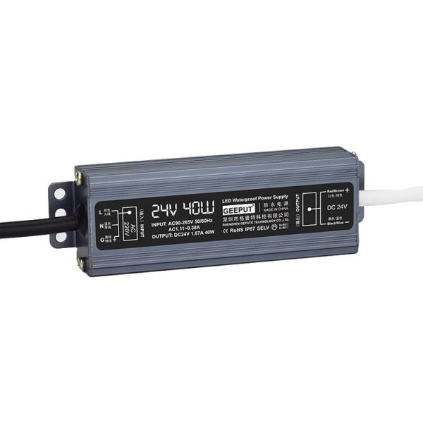 GEEPUT 220V To 24V LED Waterproof Power Supply Switch Transformer, Model: 1.67A 40W