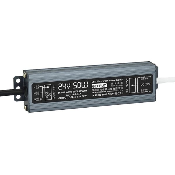 GEEPUT 220V To 24V LED Waterproof Power Supply Switch Transformer, Model: 2.1A 50W