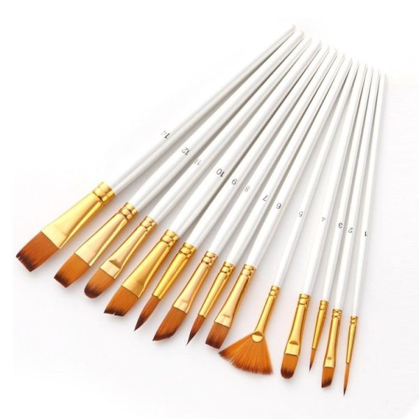 Zhu Ting Student Nylon Wool Multifunctional Watercolor Brush (13 PCS / Set Pearl White) - Image 2