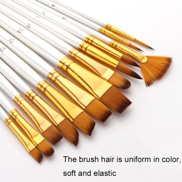 Zhu Ting Student Nylon Wool Multifunctional Watercolor Brush (13 PCS / Set Pearl White) - Image 4