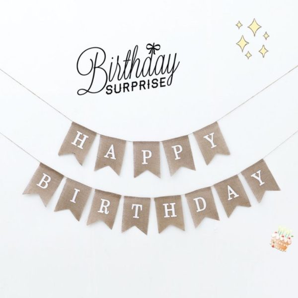 Swallowtail Burlap First Birthday Flags Mori Series Party Flags Specification: Burlap Birthday Fish Tail Flag - Image 4