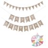 2 PCS Swallowtail Burlap First Birthday Flags Mori Series Party Flags Specification: Burlap Triangle Flag - Image 2