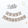 2 PCS Swallowtail Burlap First Birthday Flags Mori Series Party Flags Specification: Burlap Triangle Flag - Image 4