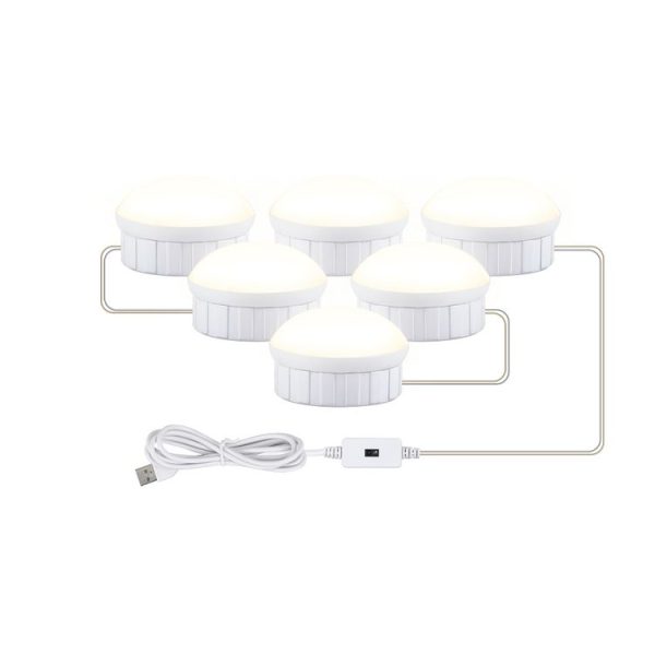 LED Makeup Mirror Light Beauty Fill Light Hand Sweep Sensor Mirror Front Light, Power source: 6 Bulbs (Natural White)