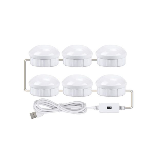 LED Makeup Mirror Light Beauty Fill Light Hand Sweep Sensor Mirror Front Light, Power source: 6 Bulbs (Natural White) - Image 2