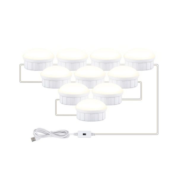 LED Makeup Mirror Light Beauty Fill Light Hand Sweep Sensor Mirror Front Light, Power source: 10 Bulbs (Natural White)