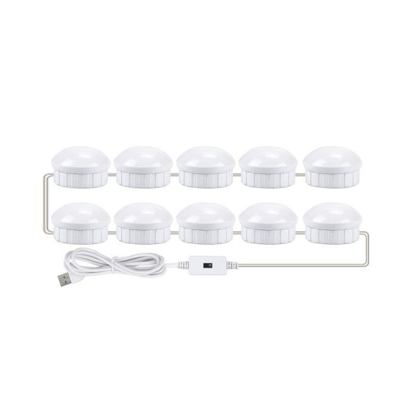 LED Makeup Mirror Light Beauty Fill Light Hand Sweep Sensor Mirror Front Light, Power source: 10 Bulbs (Natural White) - Image 2