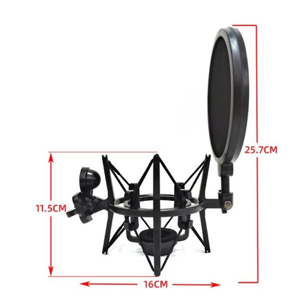 SH-100 Microphone Shockproof Bracket Condenser Microphone Blowout Cover Set (Black) - Image 3