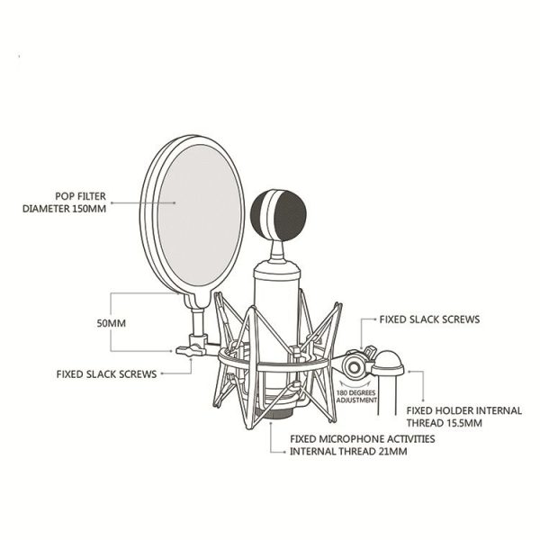SH-100 Microphone Shockproof Bracket Condenser Microphone Blowout Cover Set (Black) - Image 4