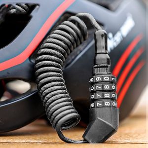 WEST BIKING YP0705063 Bicycle Lock Motorcycle Helmet Lock Anti-Theft Password Cable Lock (Black)