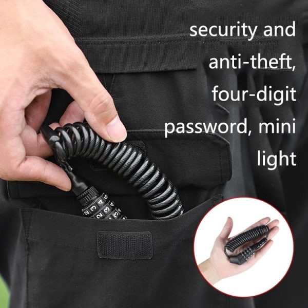 WEST BIKING YP0705063 Bicycle Lock Motorcycle Helmet Lock Anti-Theft Password Cable Lock (Black) - Image 4