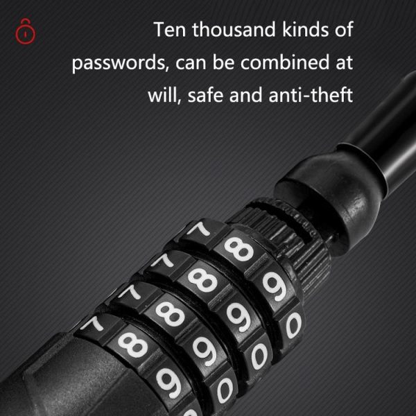 WEST BIKING YP0705063 Bicycle Lock Motorcycle Helmet Lock Anti-Theft Password Cable Lock (Black) - Image 6