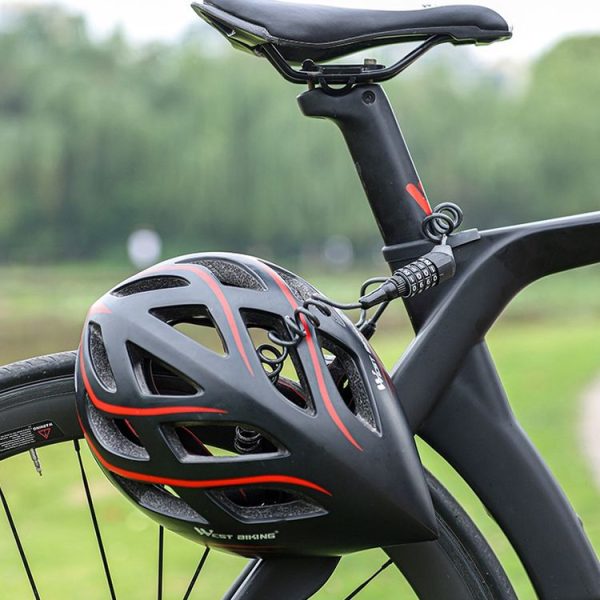 WEST BIKING YP0705063 Bicycle Lock Motorcycle Helmet Lock Anti-Theft Password Cable Lock (Black) - Image 7