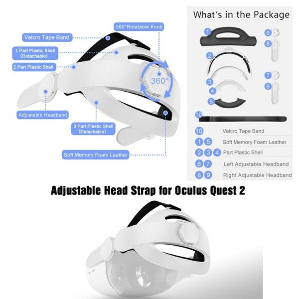 Head-Mounted Adjustable Decompression VR Helmet For Meta Quest (White) - Image 5