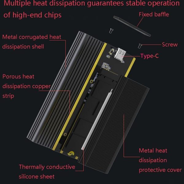 M.2 NVME / NGFF Mobile Hard Disk Box TYPE-C3.1 Notebook External Solid State Drive Box, Style: M280G NGFF Single Cable - Image 4