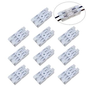 10 PCS Fast Terminal Block 2P Dual Pressing Terminal Connector Spring-Type Un-Lock Screw Connector, Specification: 928-2 White Wide