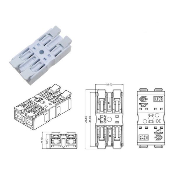 10 PCS Fast Terminal Block 2P Dual Pressing Terminal Connector Spring-Type Un-Lock Screw Connector, Specification: 928-2 White Wide - Image 2