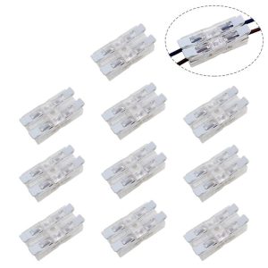 10 PCS Fast Terminal Block 2P Dual Pressing Terminal Connector Spring-Type Un-Lock Screw Connector, Specification: 928-2 Transparent Wide