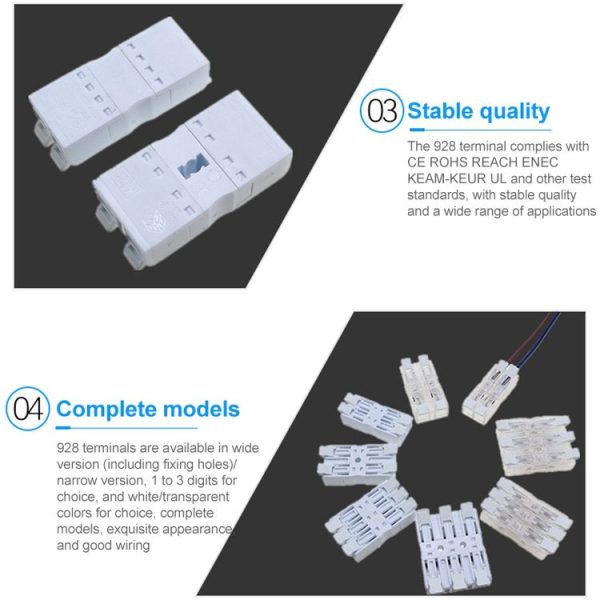 10 PCS Fast Terminal Block 2P Dual Pressing Terminal Connector Spring-Type Un-Lock Screw Connector, Specification: 928-2 Transparent Wide - Image 4
