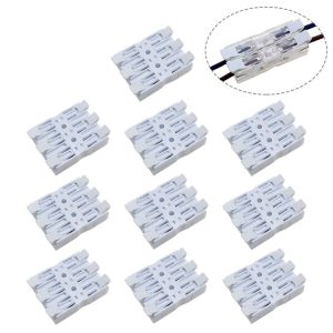 10 PCS Fast Terminal Block 2P Dual Pressing Terminal Connector Spring-Type Un-Lock Screw Connector, Specification: 928-3 White Wide