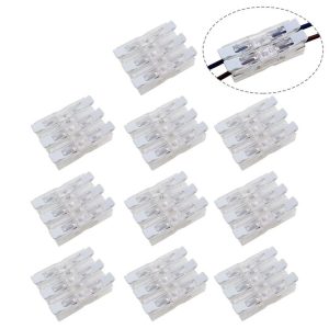 10 PCS Fast Terminal Block 2P Dual Pressing Terminal Connector Spring-Type Un-Lock Screw Connector, Specification: 928-3 Transparent Wide