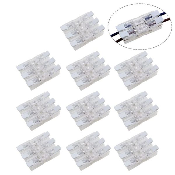 10 PCS Fast Terminal Block 2P Dual Pressing Terminal Connector Spring-Type Un-Lock Screw Connector, Specification: 928-3 Transparent Wide