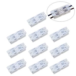 10 PCS Fast Terminal Block 2P Dual Pressing Terminal Connector Spring-Type Un-Lock Screw Connector, Specification: 928-M2 White Narrow