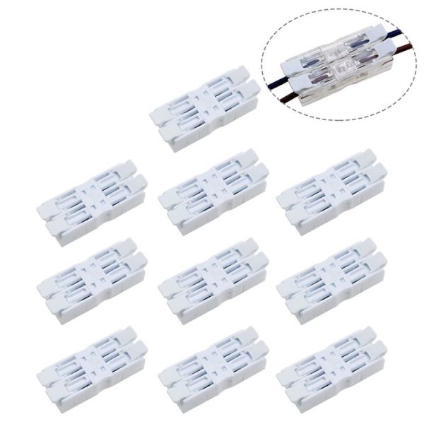 10 PCS Fast Terminal Block 2P Dual Pressing Terminal Connector Spring-Type Un-Lock Screw Connector, Specification: 928-M2 White Narrow