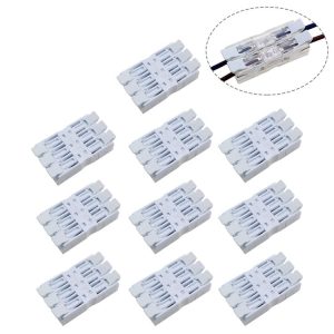 10 PCS Fast Terminal Block 2P Dual Pressing Terminal Connector Spring-Type Un-Lock Screw Connector, Specification: 928-M3 White Narrow