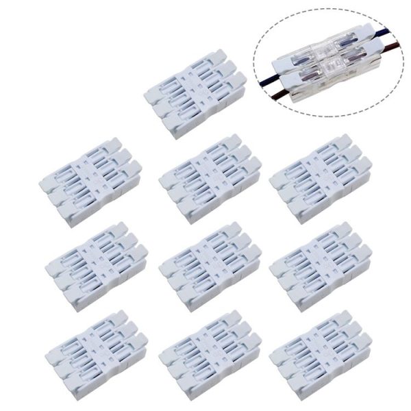10 PCS Fast Terminal Block 2P Dual Pressing Terminal Connector Spring-Type Un-Lock Screw Connector, Specification: 928-M3 White Narrow