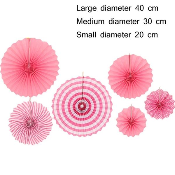 2 Packs Birthday Party Wedding Color Three-Dimensional Folding Fan Round Paper Fan Garland Ornaments (Color) - Image 3