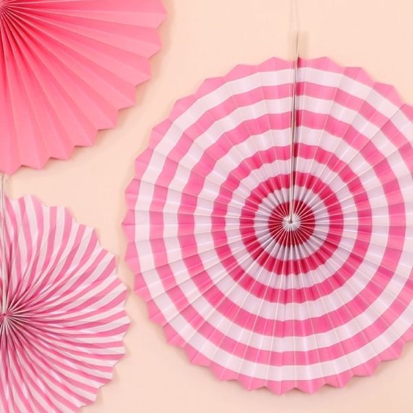 2 Packs Birthday Party Wedding Color Three-Dimensional Folding Fan Round Paper Fan Garland Ornaments (Color) - Image 4