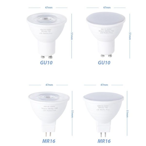 LED Light Cup 2835 Patch Energy-Saving Bulb Plastic Clad Aluminum Light Cup, Power: 7W 12 Beads (GU10 Milky White Cover (Warm Light)) - Image 3