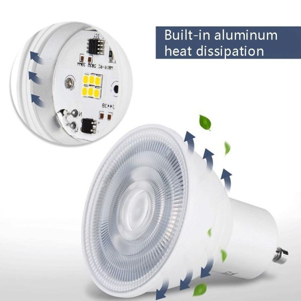 LED Light Cup 2835 Patch Energy-Saving Bulb Plastic Clad Aluminum Light Cup, Power: 7W 12 Beads (GU10 Milky White Cover (Warm Light)) - Image 5