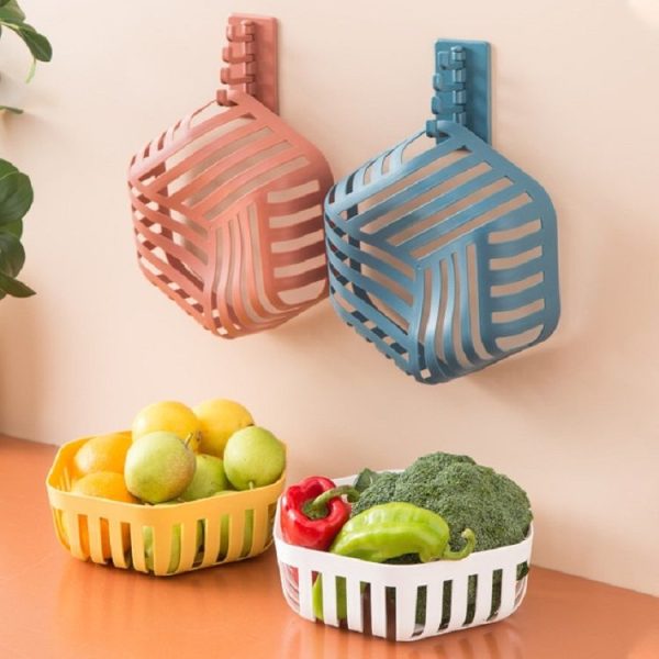 Hollow Fruit Basin Household Fruit Drain Basket Kitchen Vegetable Washing Plastic Basin (Dark Pink) - Image 4