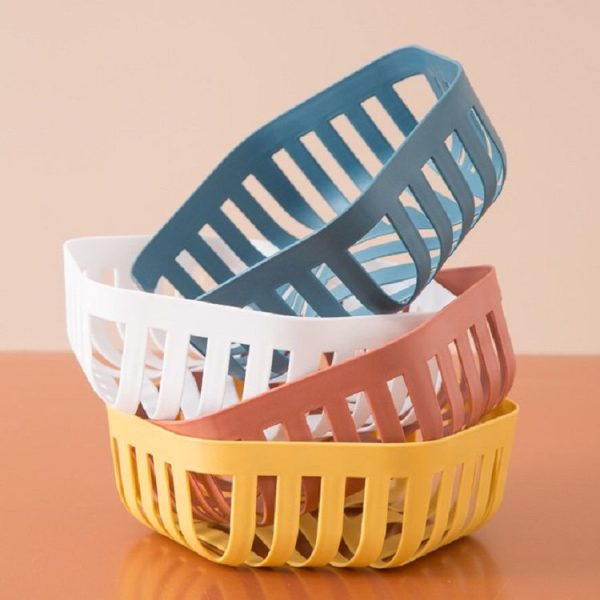 Hollow Fruit Basin Household Fruit Drain Basket Kitchen Vegetable Washing Plastic Basin (Dark Pink) - Image 5