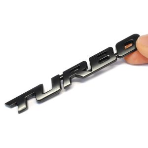 8 PCS Car Alloy Modified Turbocharged TURBO Metal Car Sticker Sports Body Sticker Car Tail Label Side Decoration Sticker, Model: Small 10 X 1cm (Black)