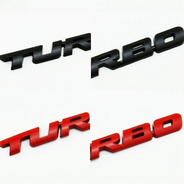 8 PCS Car Alloy Modified Turbocharged TURBO Metal Car Sticker Sports Body Sticker Car Tail Label Side Decoration Sticker, Model: Small 10 X 1cm (Black) - Image 3