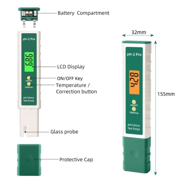 PH-2 Pro Litmus Tester Litmus Test Paper Color Change PH Meter Water Quality Meter - Image 3