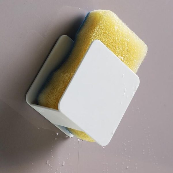 Kitchen Sink Sponge Rack Wall-mounted Scouring Pad Drain Rack (White) - Image 5